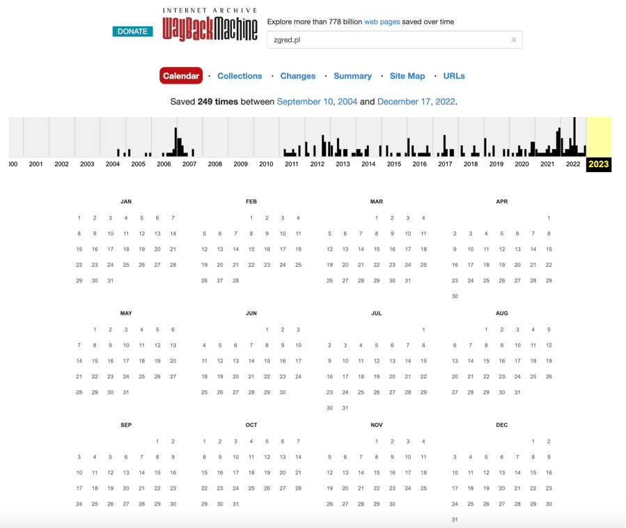 Narzędzie Way Back Machine